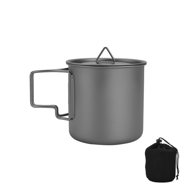 Camping Cooking Gadgets - Титановая походная кружка со складной ручкой,
