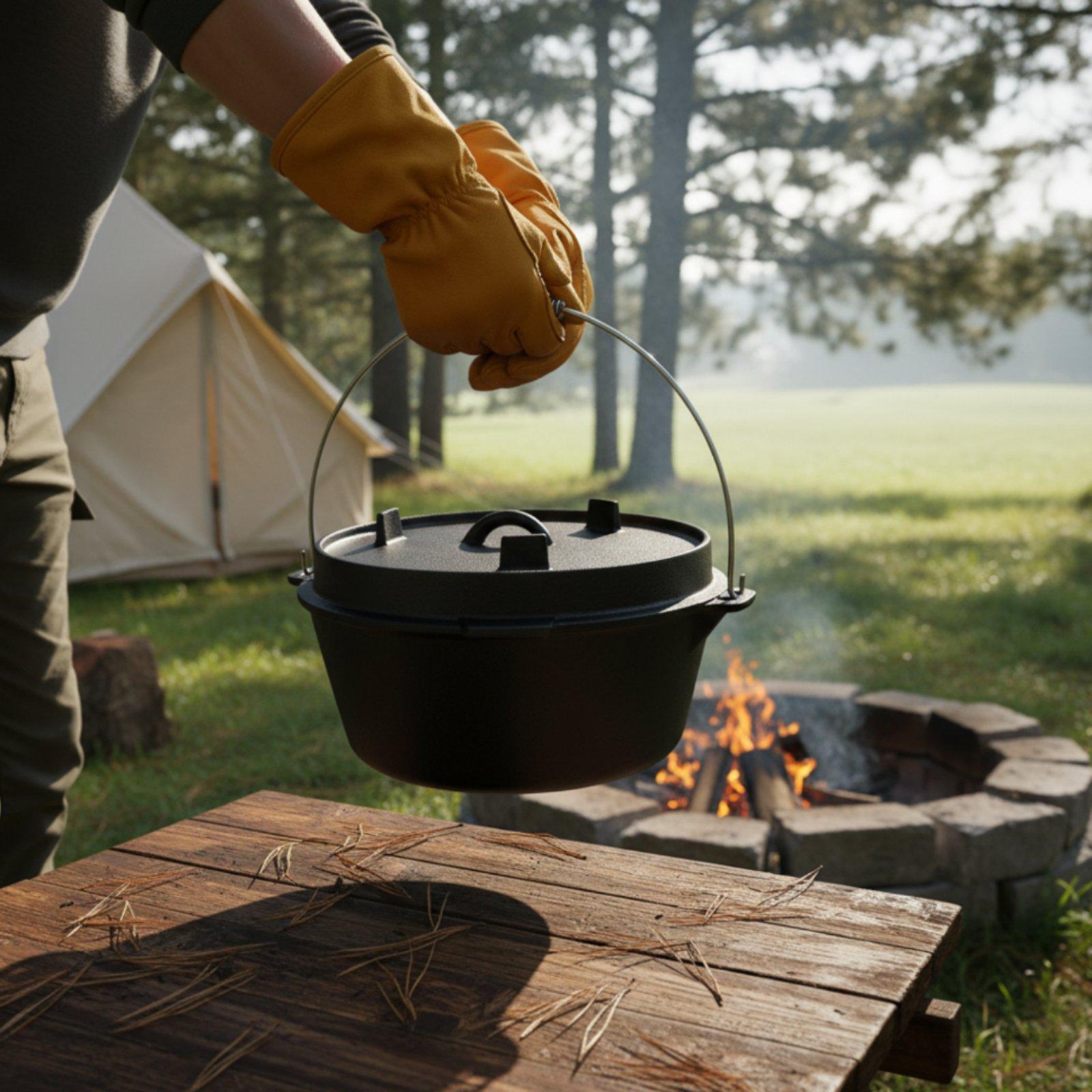 Camping Cooking Dutch Oven - Чугунный походный котел-гриль для приготовления пищи