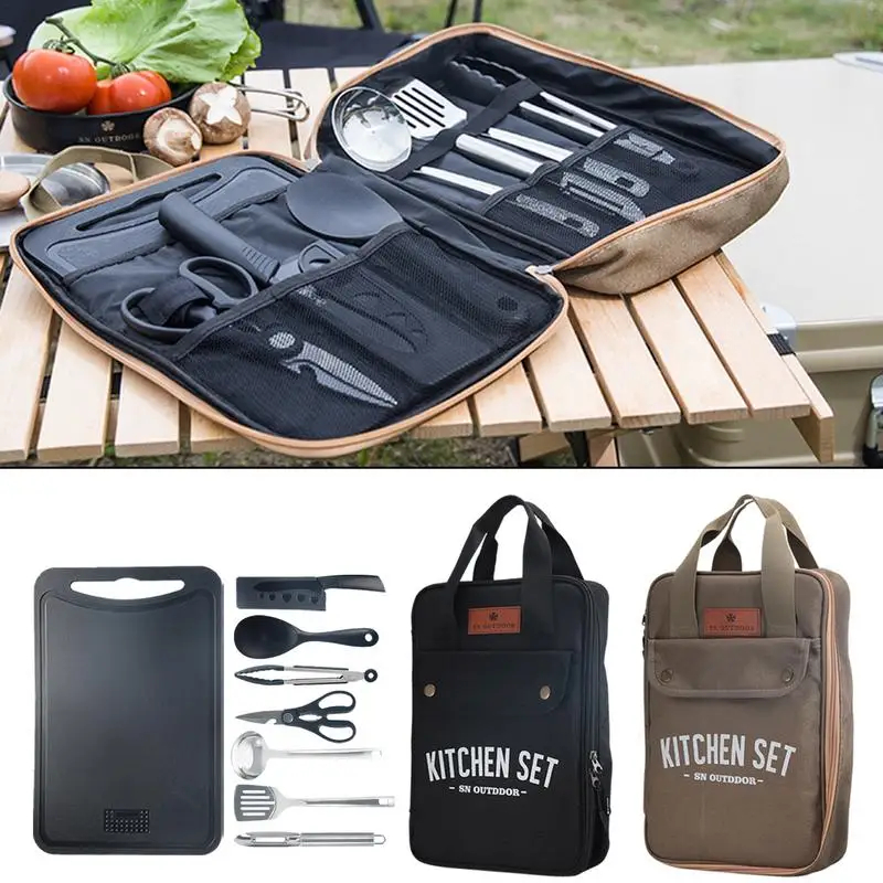 Camping Cooking Utensil Organizer - Набор походной кухонной утвари из 8