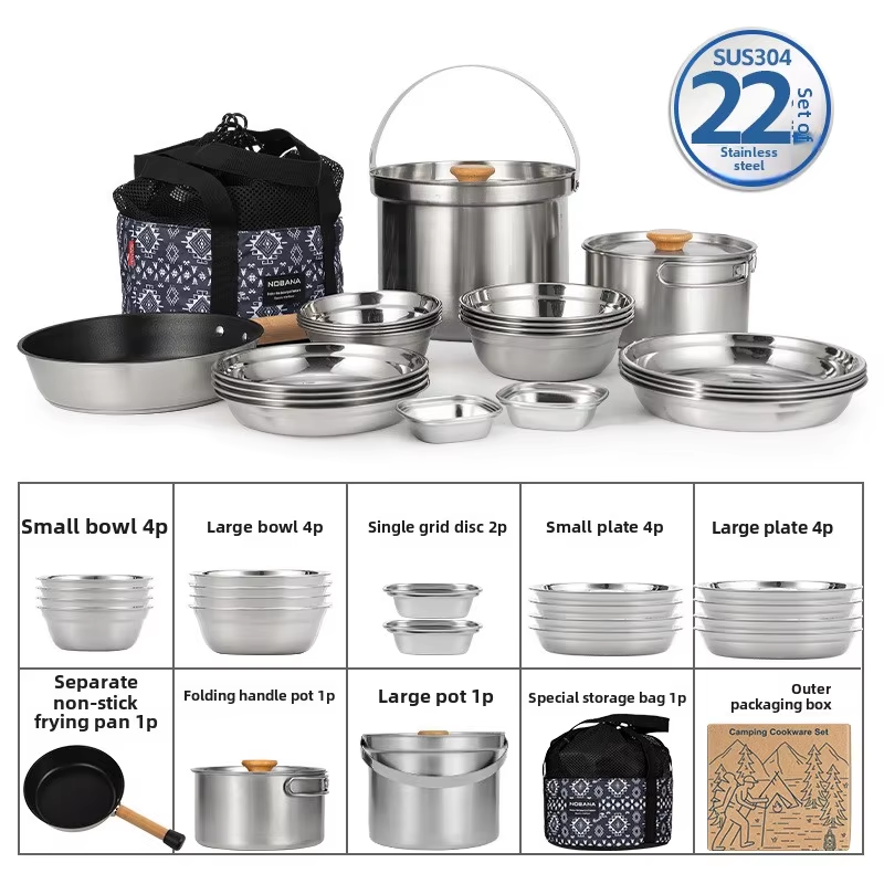Camping Cooking Gear Set - NOBANA новейший уличный набор кастрюль из