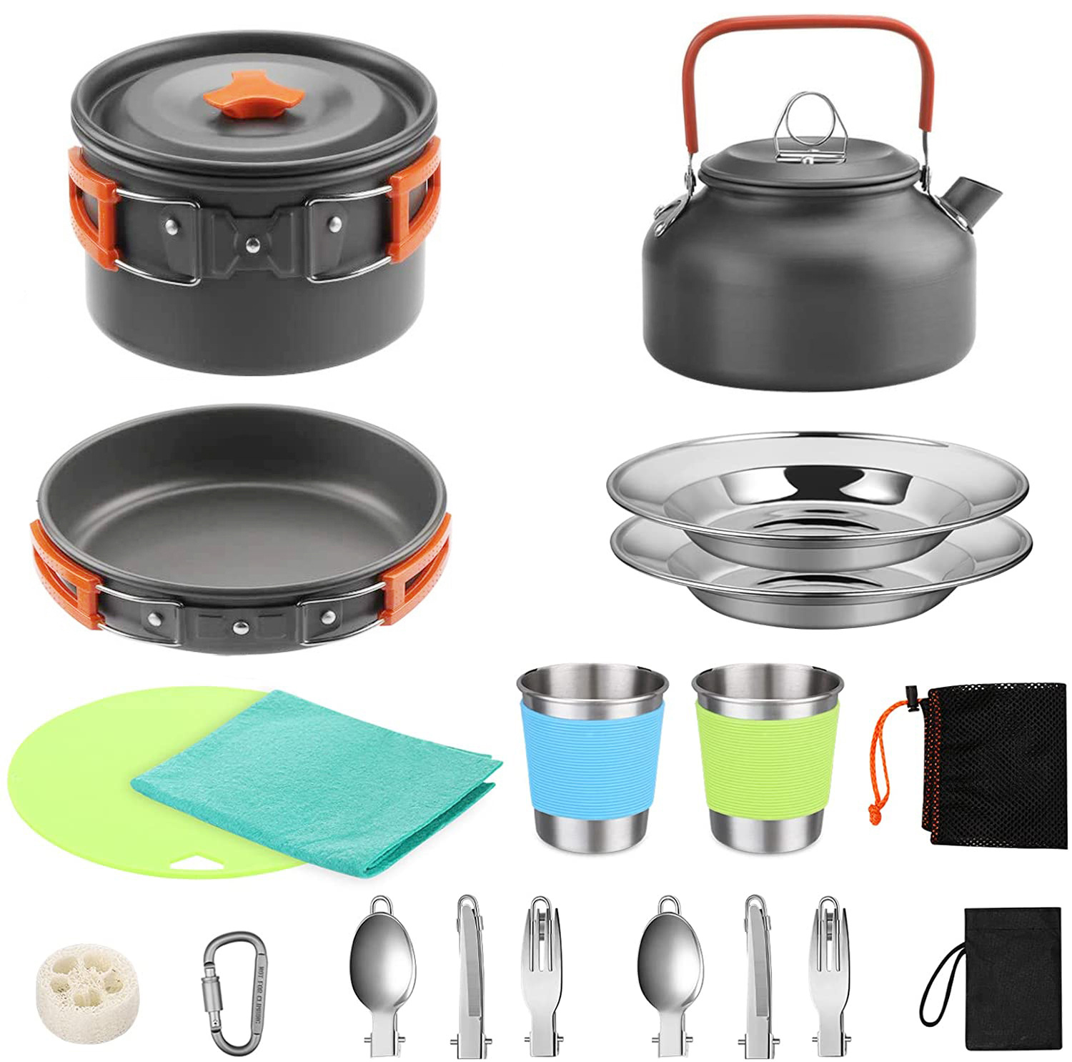 Набор для кемпинга на открытом – обзор и цена Camping Cooking Set With Kettle