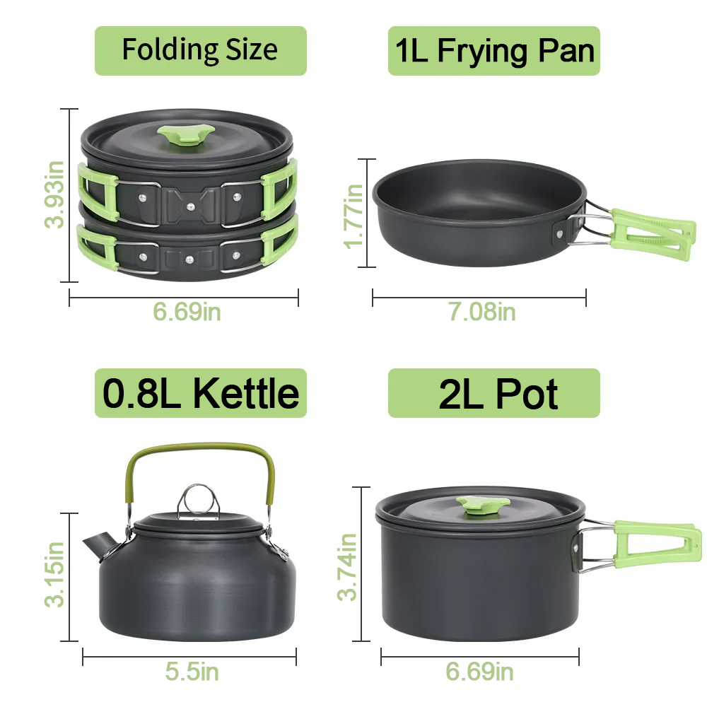 Набор посуды для кемпинга, лег – обзор и цена Camping Cooking Set With Kettle