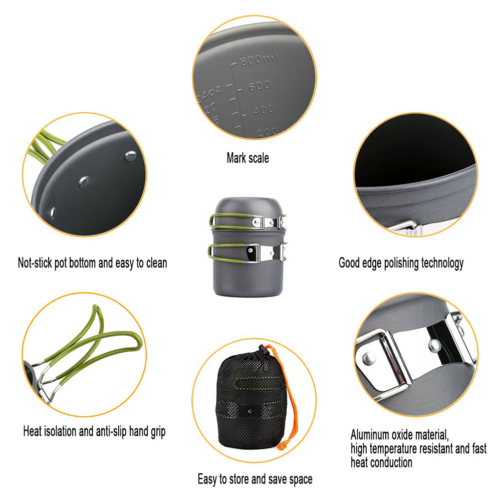 Сверхлегкие походные кастрюли, – обзор и цена Camping Cooking Gear Set