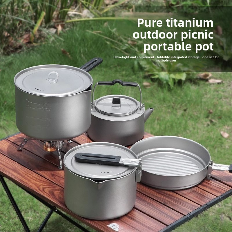 Легкий набор посуды из чистого – обзор и цена Camping Cooking Set With Kettle