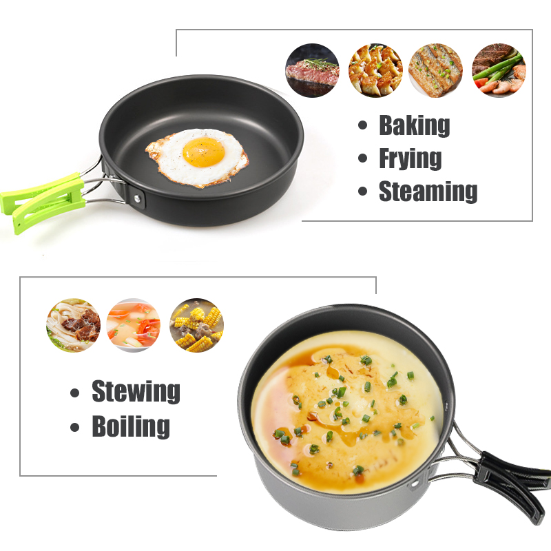 WESTTUNE набор посуды для кемп – обзор и цена Camping Cooking Set With Kettle