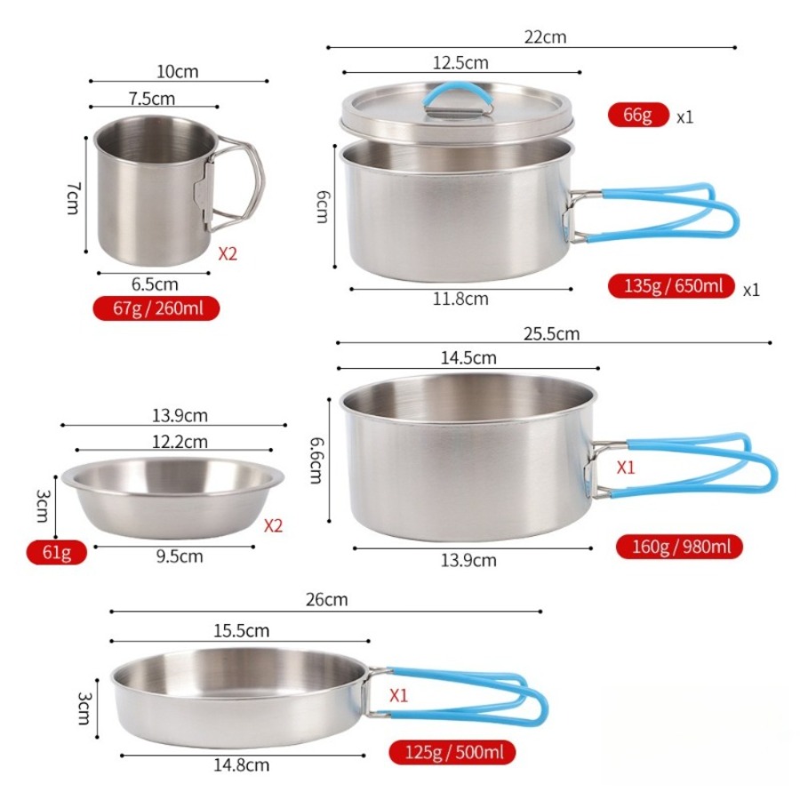 Набор походной посуды из нержа – обзор и цена Camping Cooking Set With Kettle